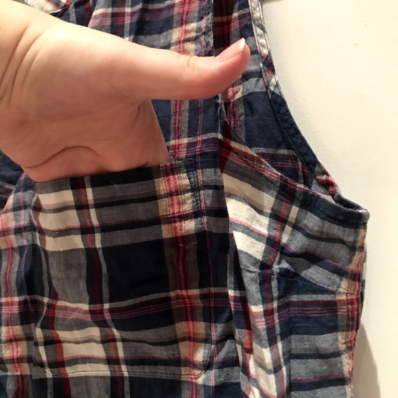 Eddie Bauer sleeveless blouse plaid cotton vest - Picture 5 of 10
